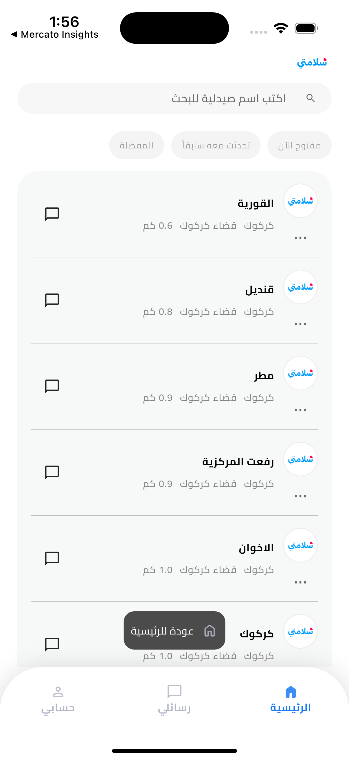 Nearby pharmacies list